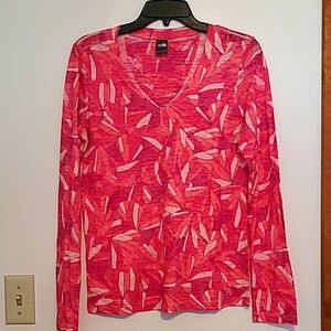 The North Face pink print long sleeve lightweight tee shirt Sz M